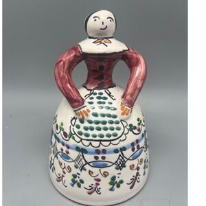 Lady Folk Art Dinner Bell ceramic Brazil Dot Cruz family Artisan